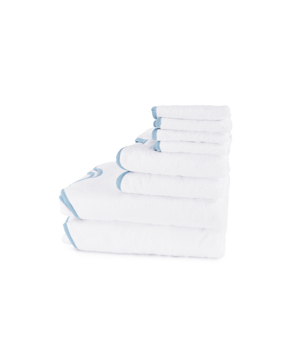 Signature Amelia Scalloped Bath Towel Bundle, Powder Blue