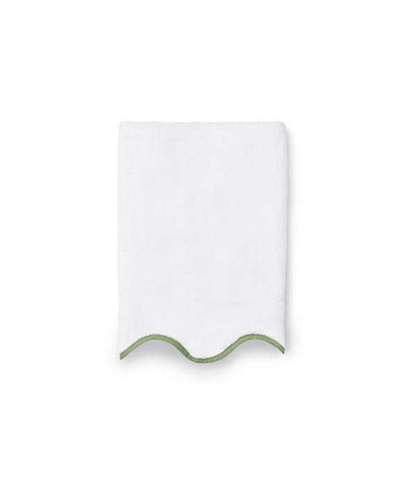 Pair of Amelia Scalloped Hand Towels, Asparagus