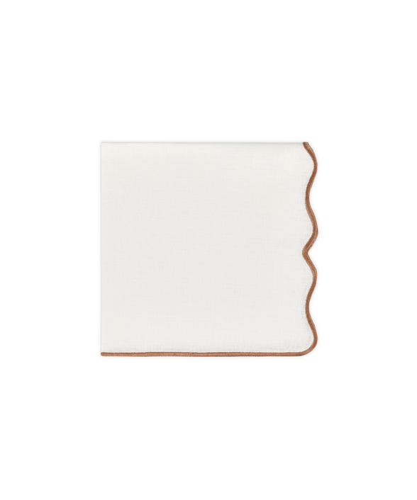 Rebecca Udall Scalloped Wavy Linen Dinner Napkin, Rosewood, Folded