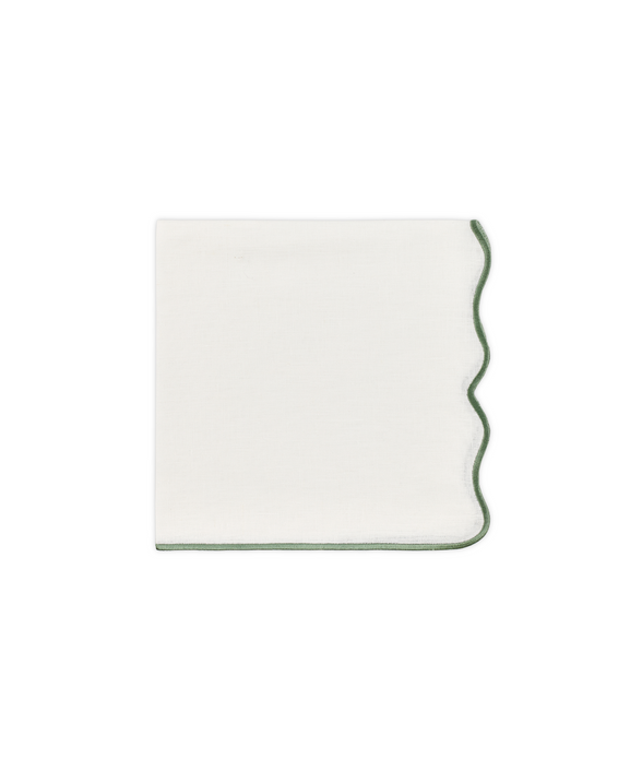 Rebecca Udall Scalloped Linen Napkin, Green Folded