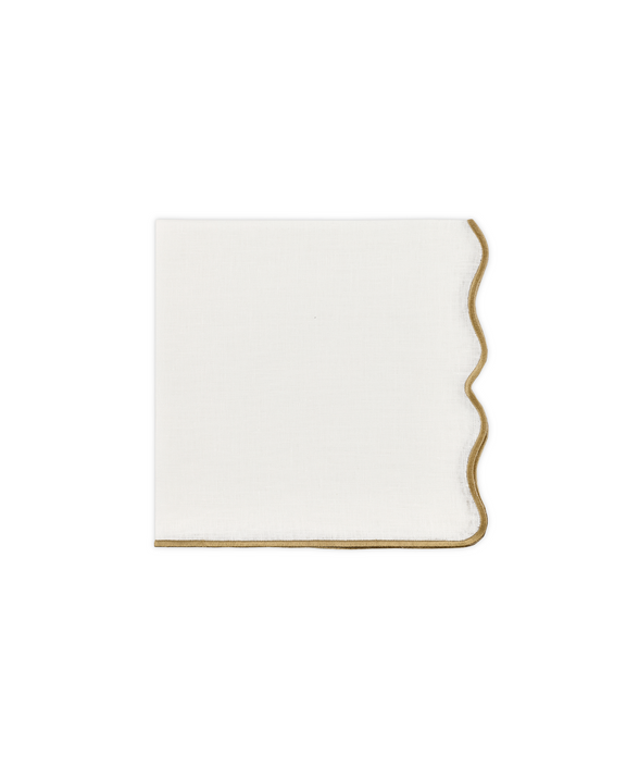 Rebecca Udall Gold Scalloped Linen Dinner Napkin