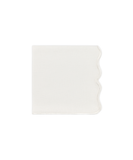 Rebecca Udall White Wavy Scalloped Linen Napkin, Folded