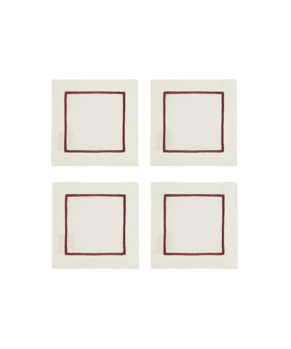 Rebecca Udall Set of 4 Sophie One Cord Cocktail Napkins, Burgundy