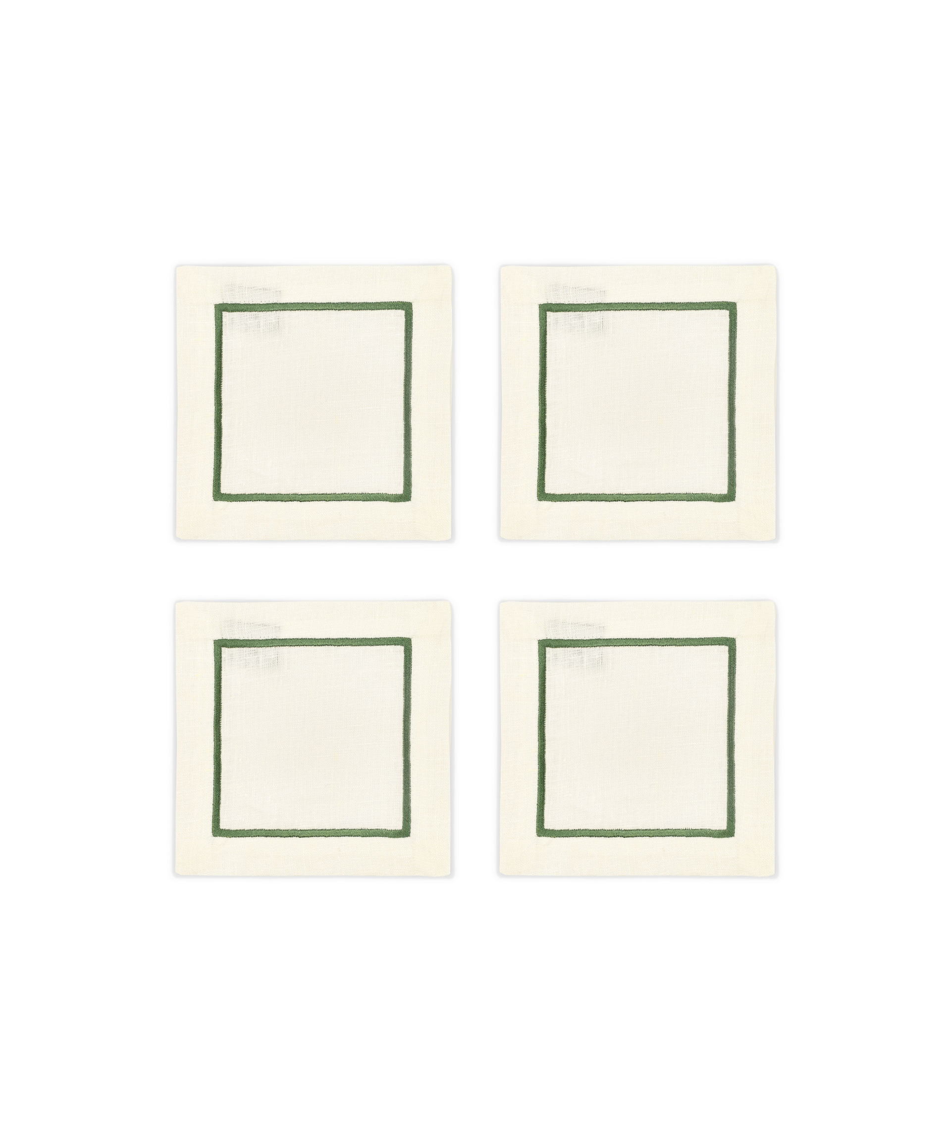 Set 4 Sophie One Cord Linen Cocktail Napkins Moss