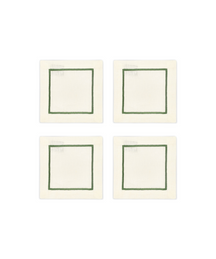 Set of 4 Sophie One Cord Linen Cocktail Napkins, Moss