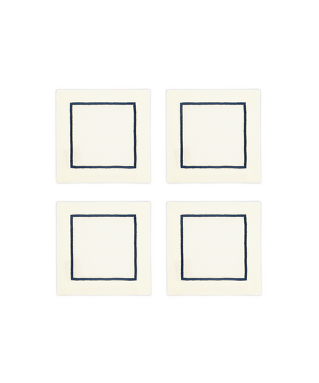 Rebecca Udall Set of 4 Sophie One Cord Linen Cocktail Napkins, Midnight Blue