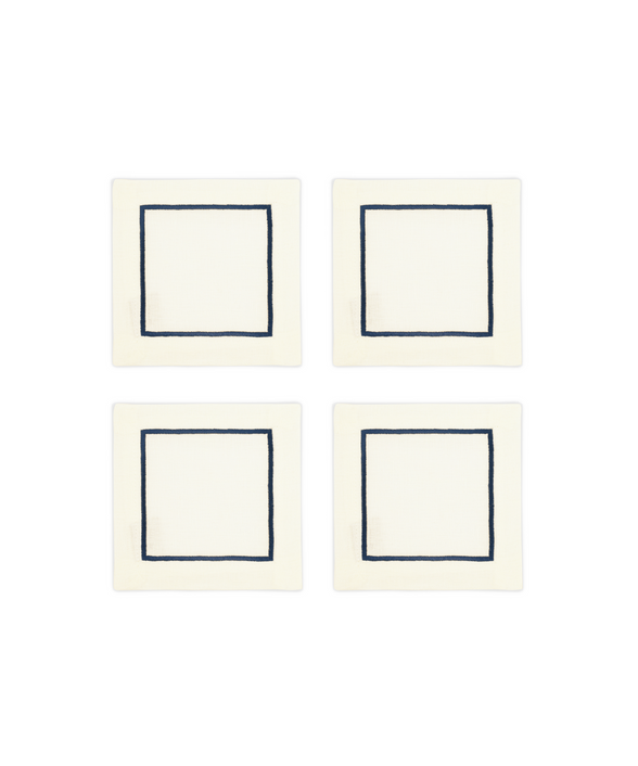 Rebecca Udall Set of 4 Sophie One Cord Linen Cocktail Napkins, Midnight Blue