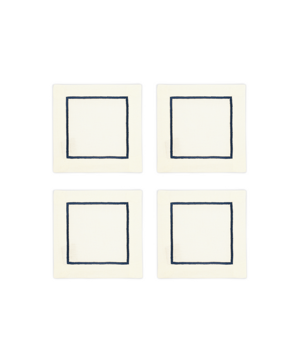 Rebecca Udall Set of 4 Sophie One Cord Linen Cocktail Napkins, Midnight Blue