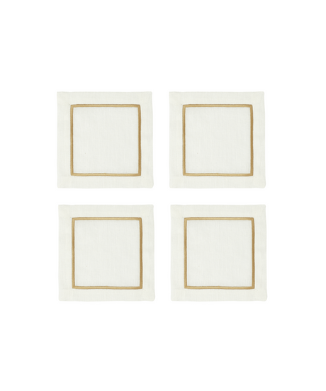 Rebecca Udall Set of 4 Sophie One Cord Cocktail Napkins, Antique Gold