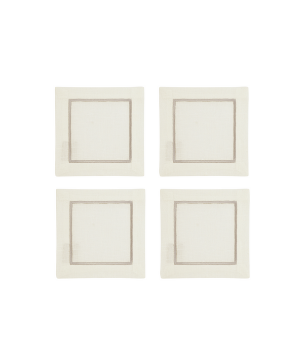 Rebecca Udall Set of 4 Sophie One Cord Cocktail Napkins, Natural