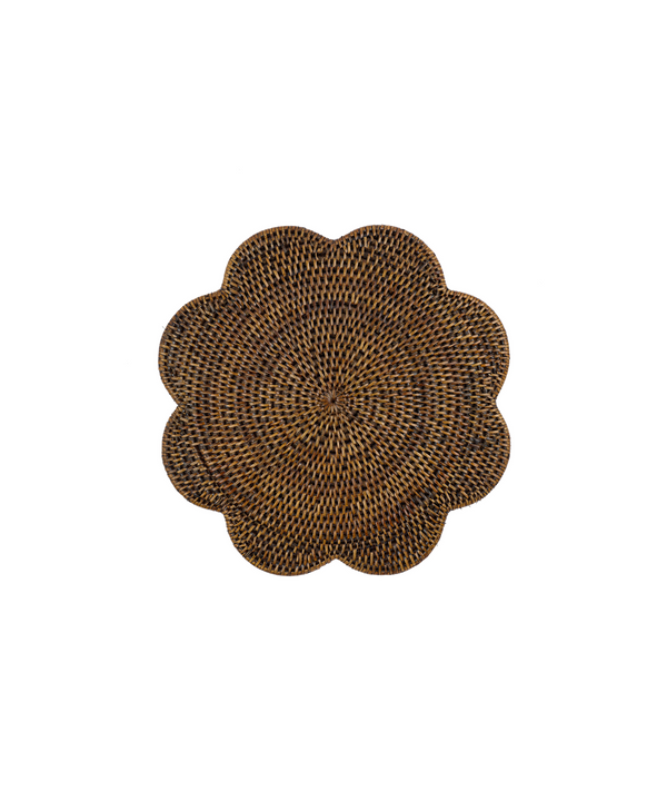 Rebecca Udall, Scalloped Rattan Placemat, Brown, White Background