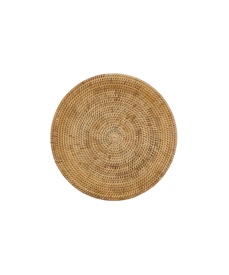 Rebecca Udall Round Rattan Placemat, Natural, White Background