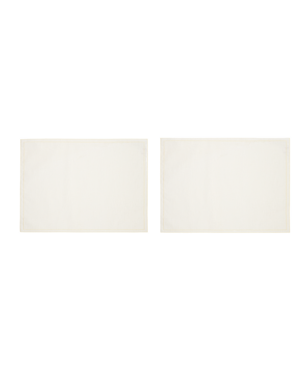 Pair of Rectangular Waxed Linen Placemats, Ivory/Buttermilk