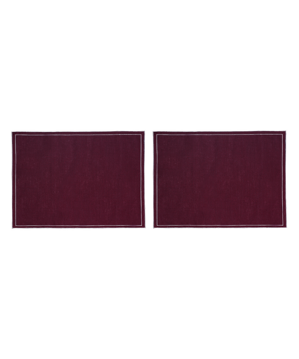 Pair of Rectangular Waxed Linen Placemats, Burgundy
