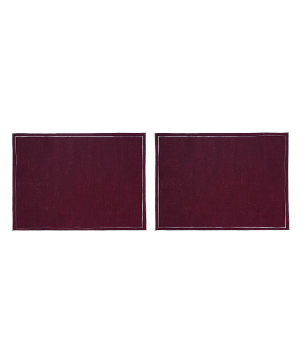Pair of Rectangular Waxed Linen Placemats, Burgundy