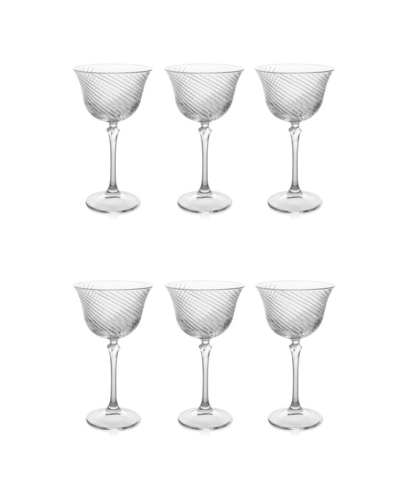 Rebecca Udall, Julia Twisted Cut Crystal Coupe Glasses Set of 6