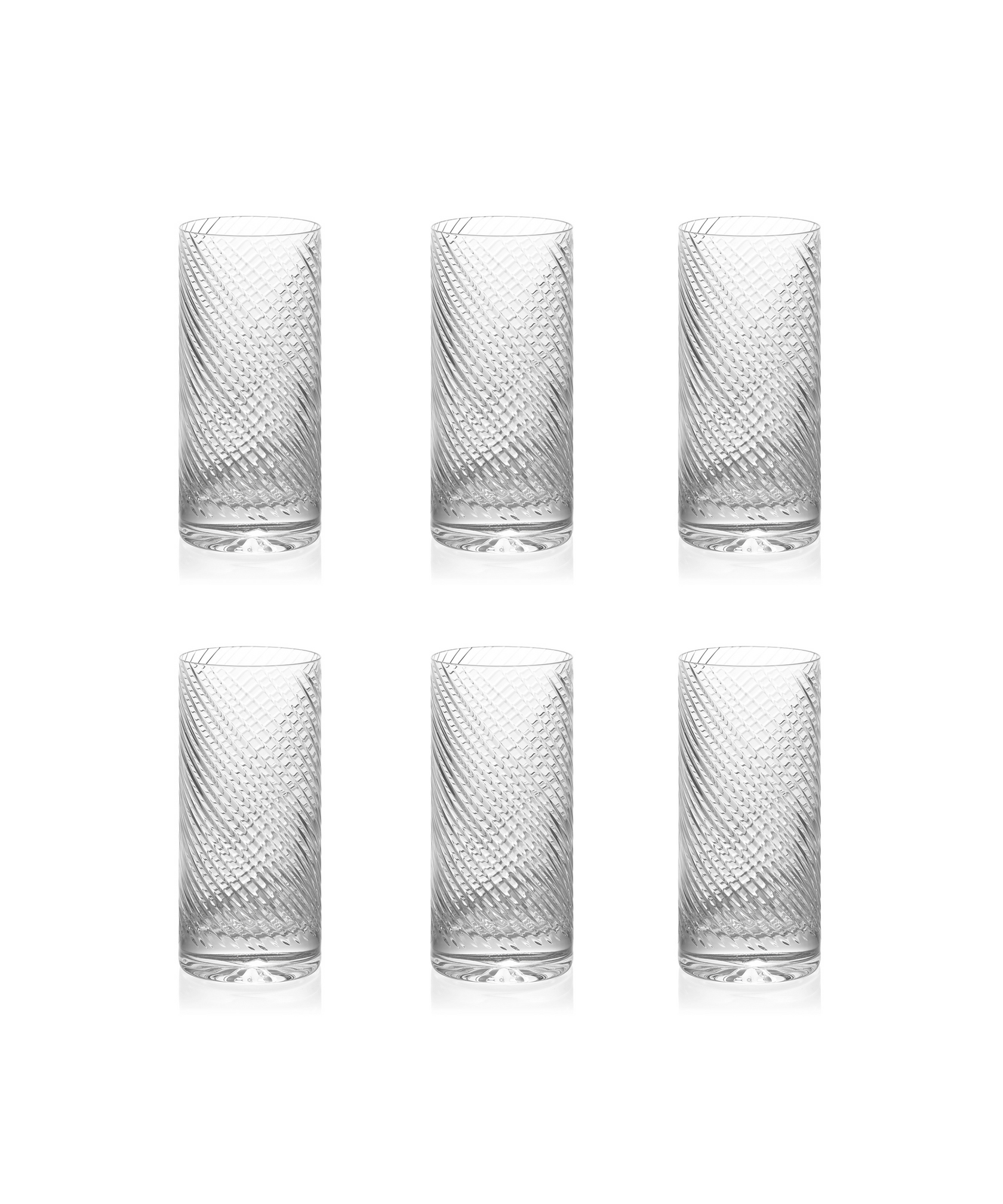 Julia Twisted Cut Crystal Tall Tumbler Glass, Rebecca Udall, Set of 6