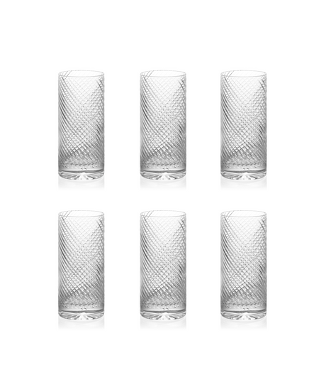 Julia Twisted Cut Crystal Tall Tumbler Glass, Rebecca Udall, Set of 6