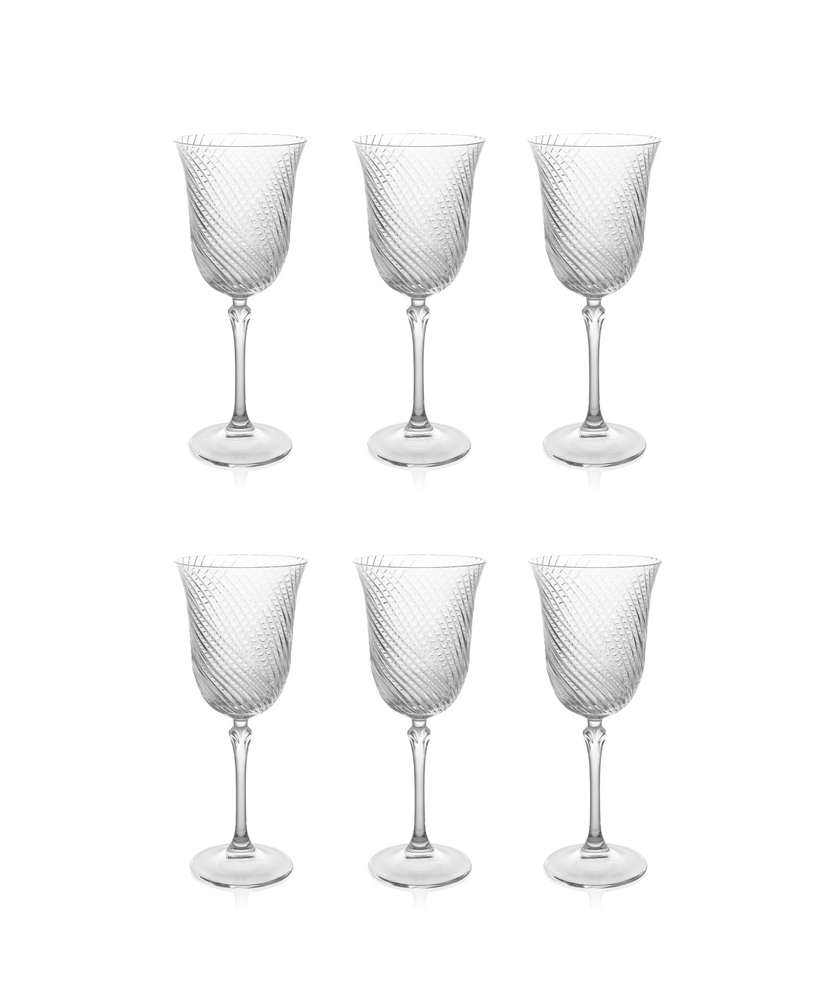 Set 6 Julia Twisted Cut Crystal Wine Glasses