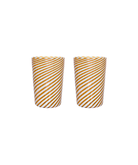Pair of Murano Swirl Tumblers, Autumn, Cut Out