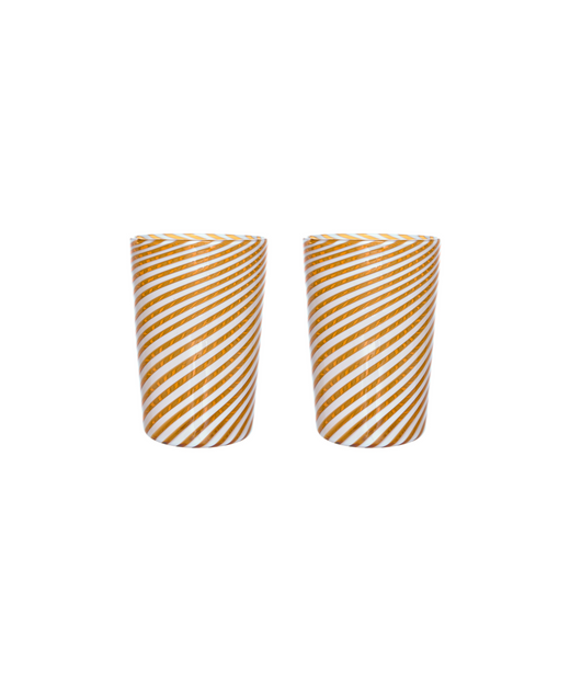 Pair of Murano Swirl Tumblers, Autumn, Cut Out