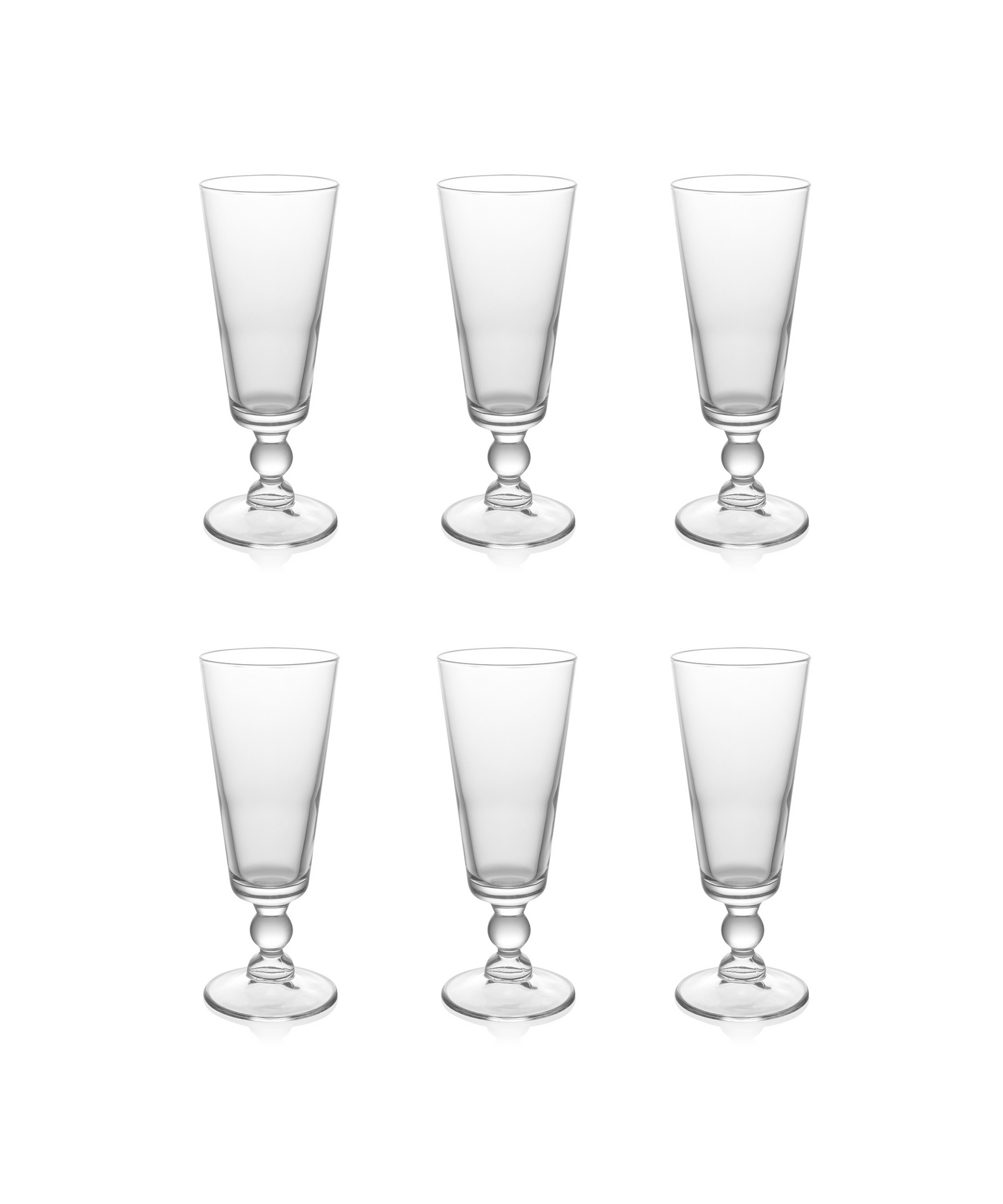 Evelyn Crystal Flute Glasses, Rebecca Udall, Set of 6