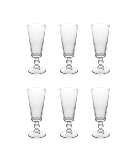 Evelyn Crystal Flute Glasses, Rebecca Udall, Set of 6