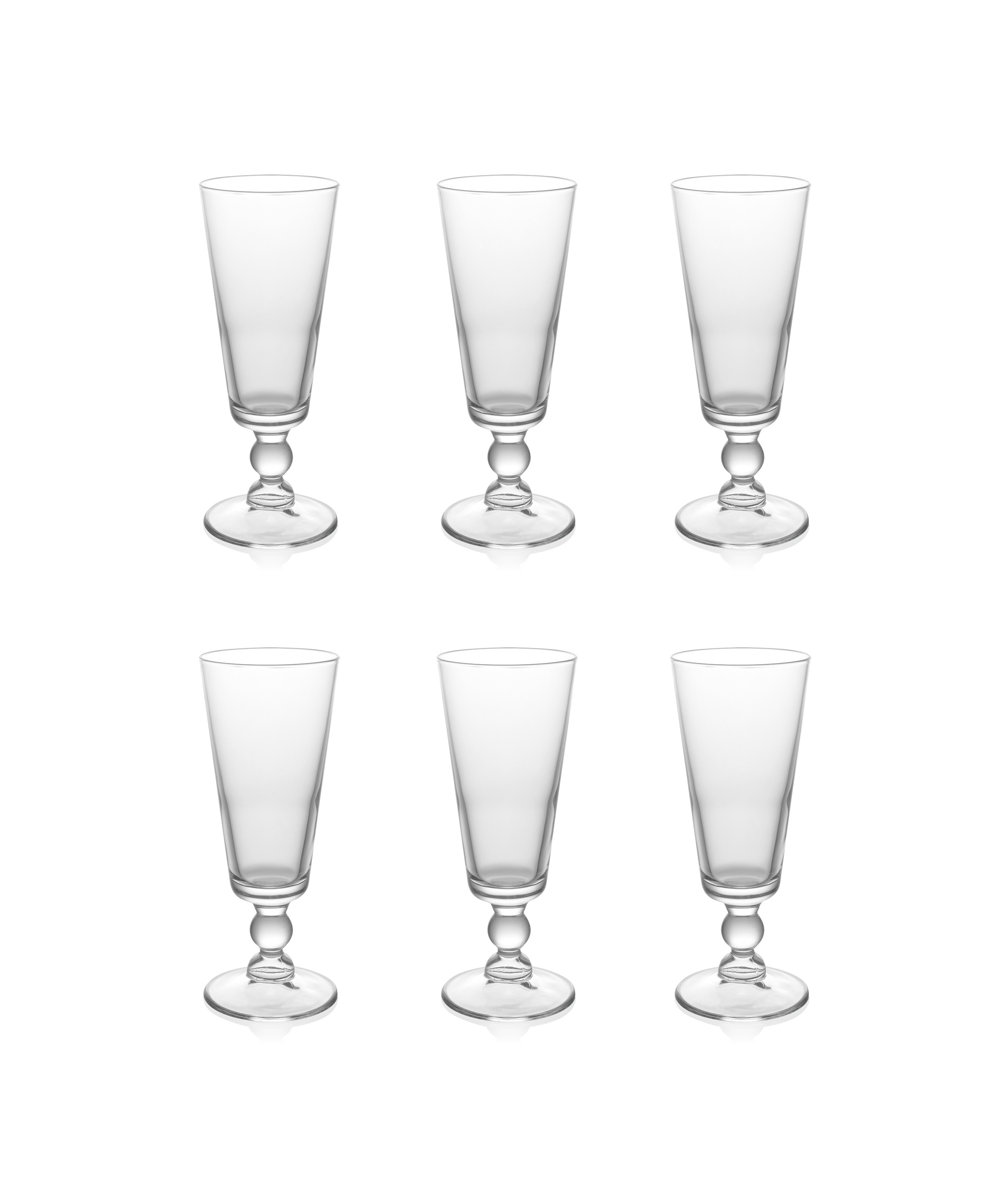 Evelyn Crystal Flute Glasses, Rebecca Udall, Set of 6