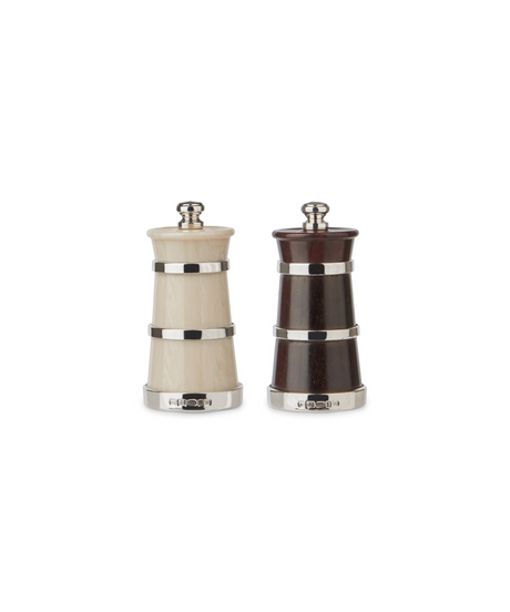 Rebecca Udall Sterling silver ivorine ivory salt and rosewood pepper mill set