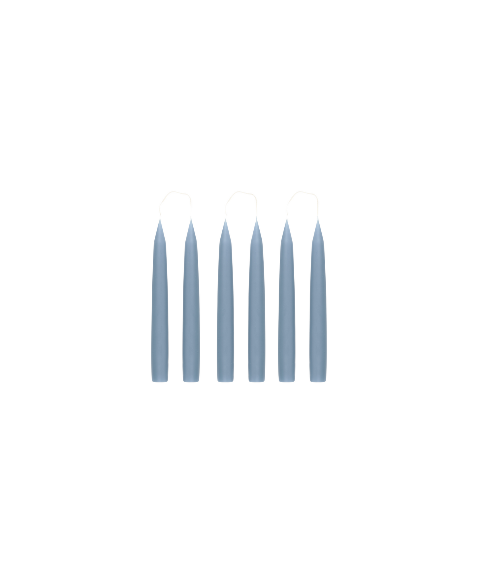 Set of 6 Short Danish Taper Candles, Slate Blue