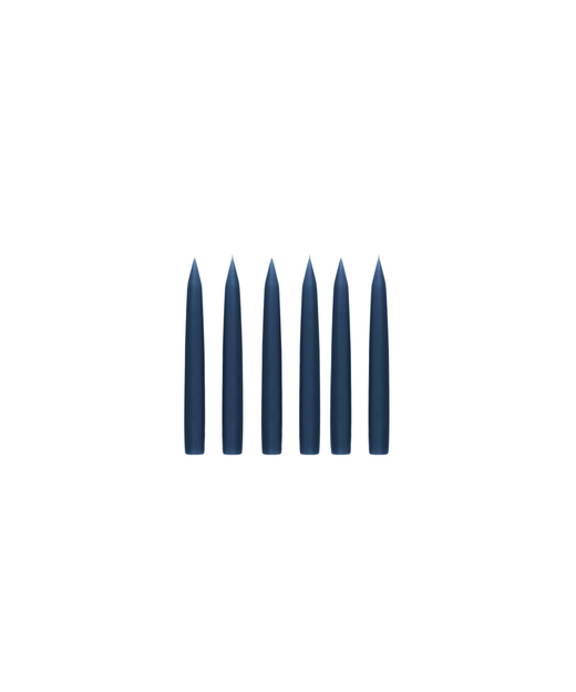 Set of 6 Short Danish Taper Candles, Denim