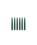 Set of 6 Short Danish Taper Candles, Forest Green
