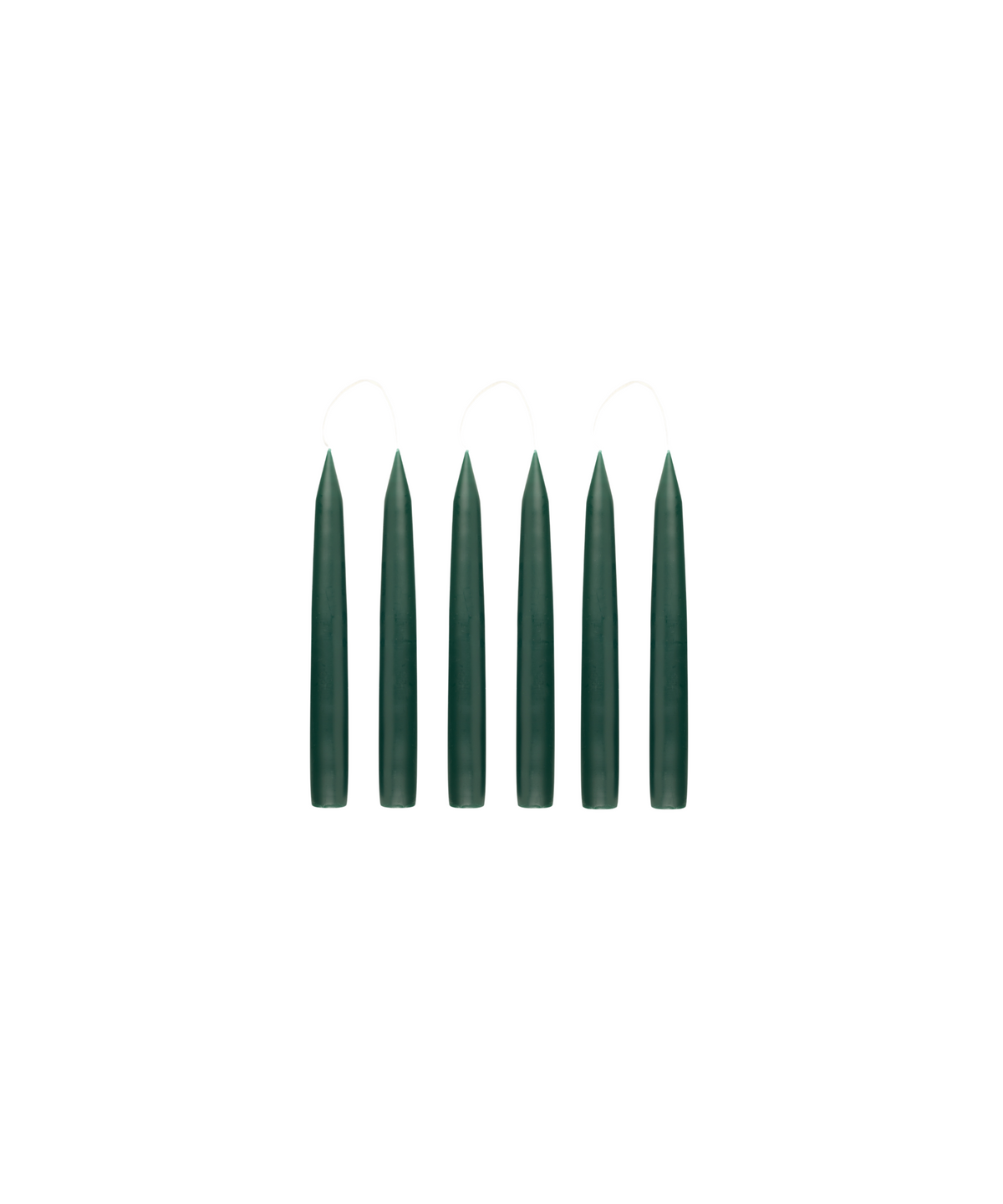 Set 6 Short Danish Taper Candles Forest Green