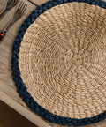 Braided Abaca Placemat, Natural/Navy, Detail