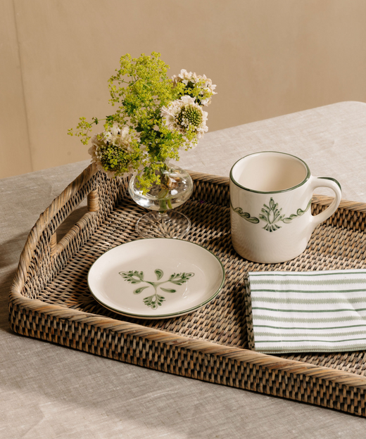 Emily Bud Vase Trio, with Rattan Tray