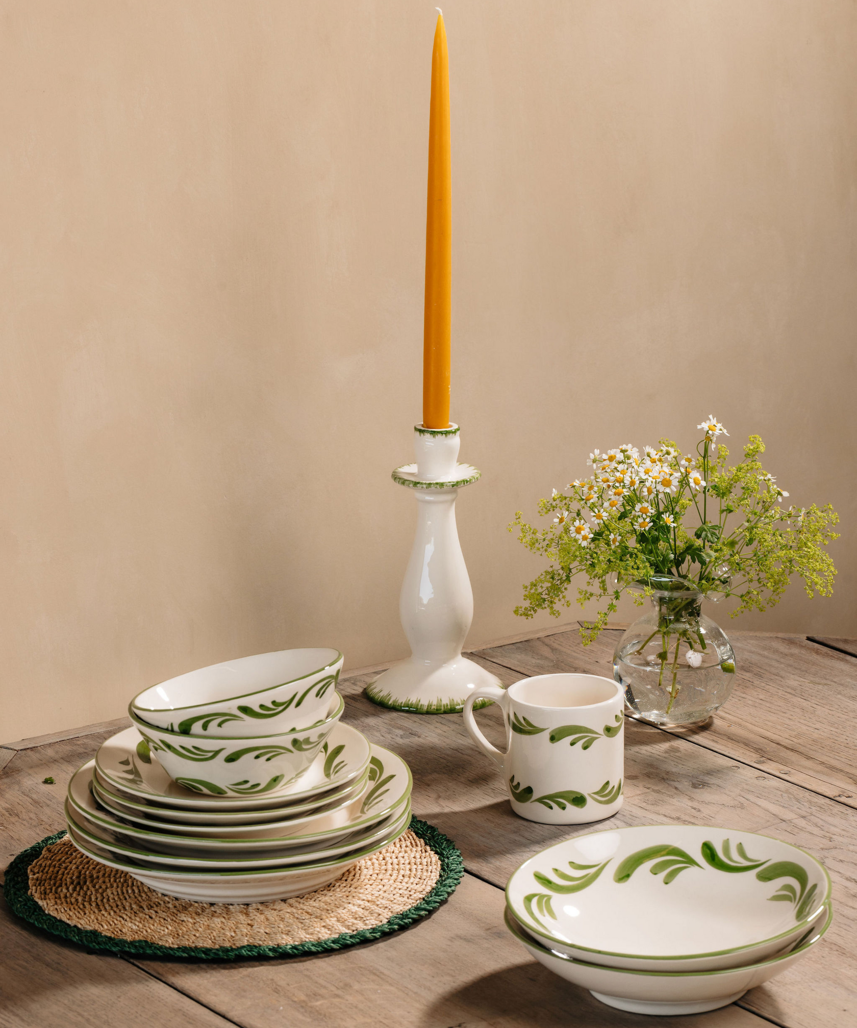 Elizabeth Handblown Vase, with Celia Crockery