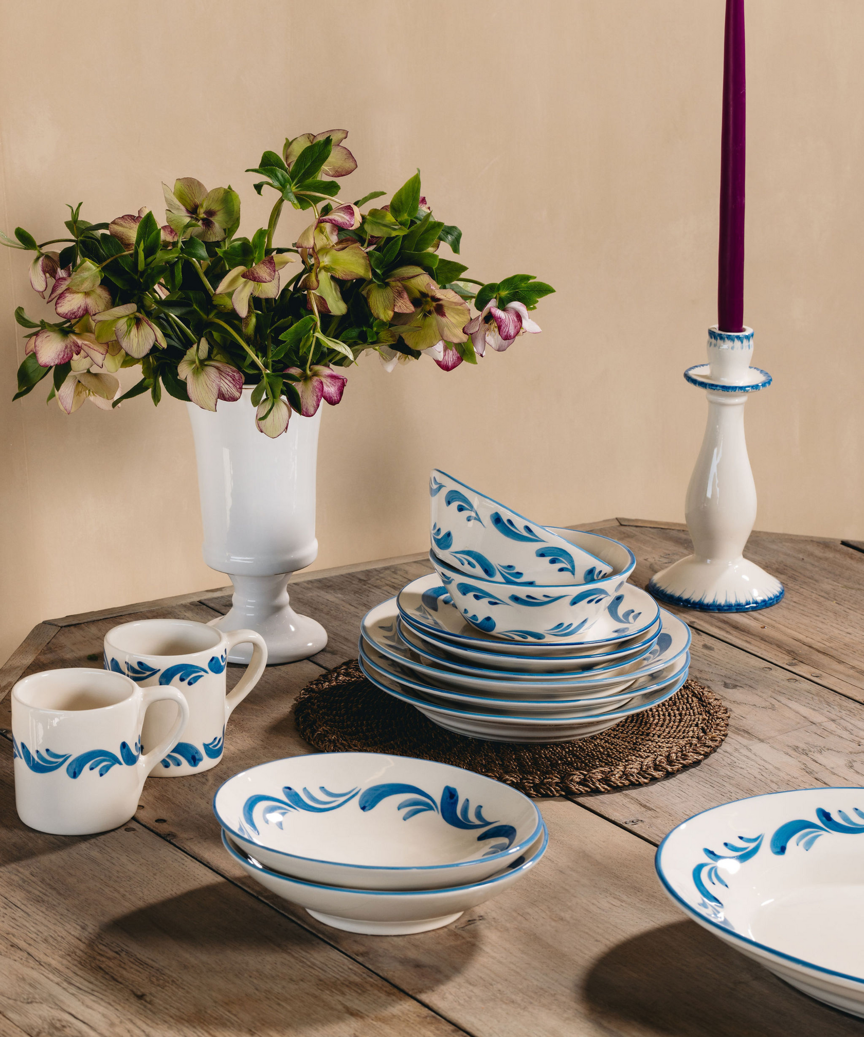 Braided Abaca Placemat, Chocolate, with Celia Crockery