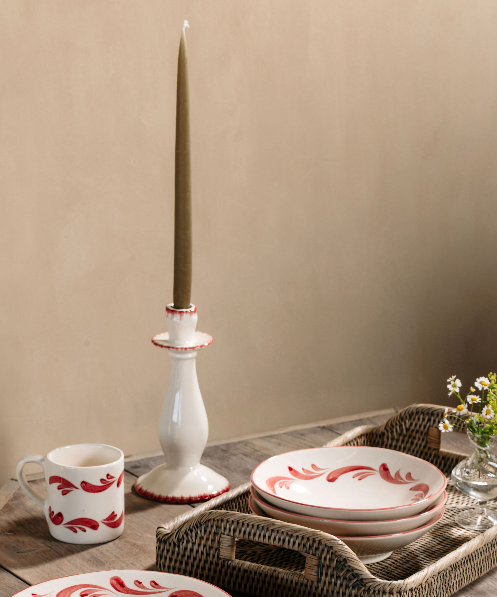 Daisy Candlestick, Raspberry
