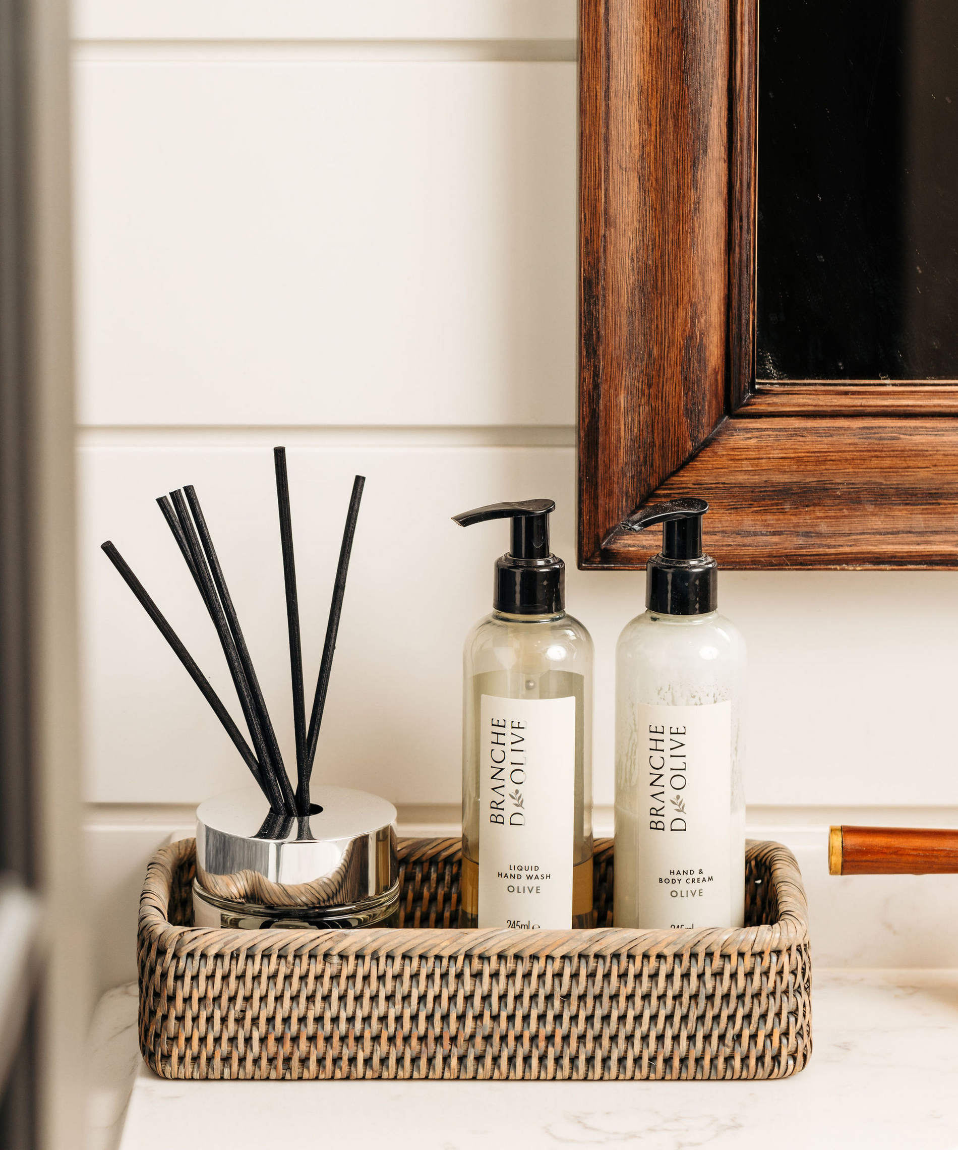 Rattan Vanity Tray, Taupe, Lifestyle