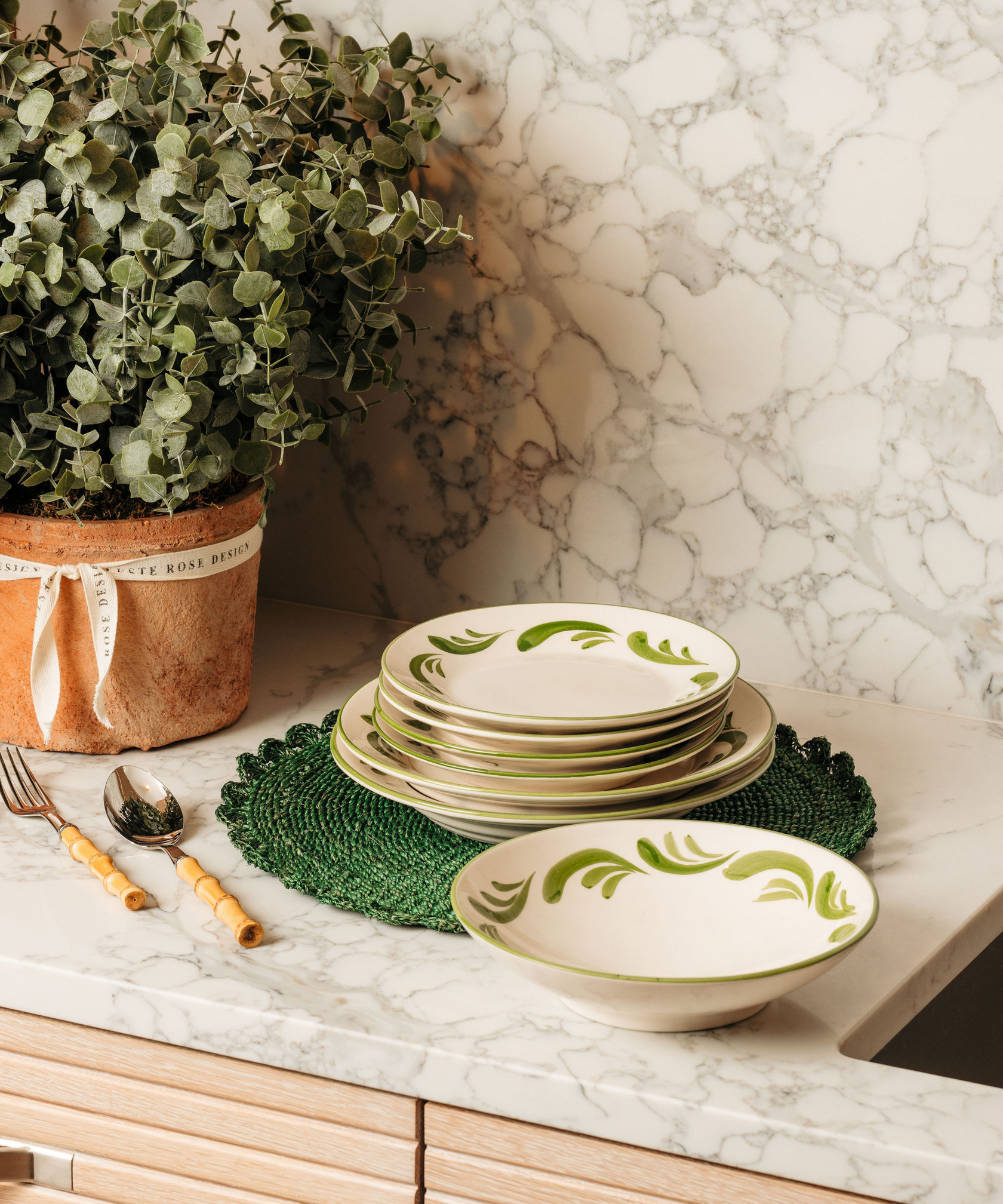 Celia Pasta Bowl, Leaf Green