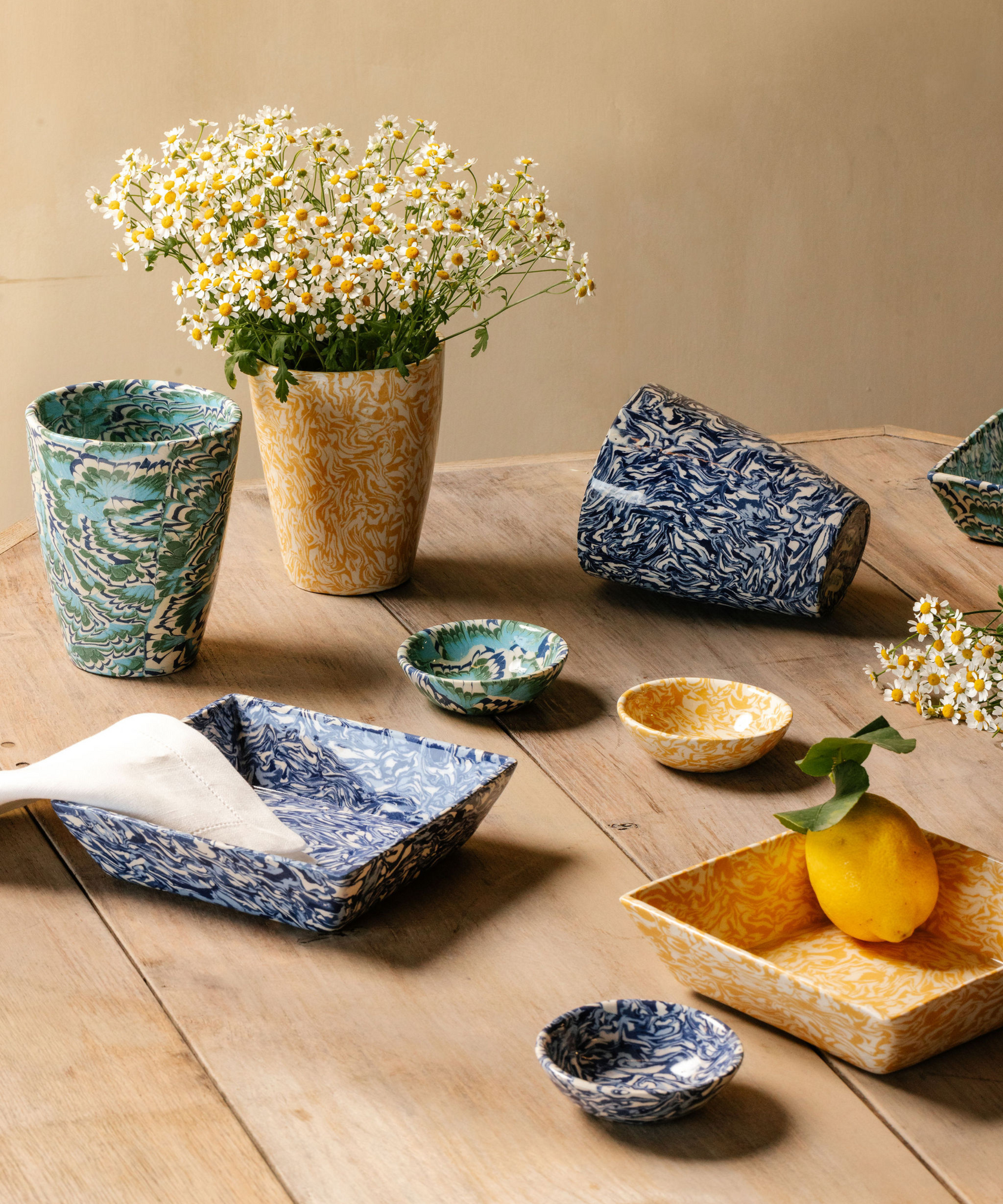 Aptware Marble Ceramic Dish, Blue, Lifestyle Collection