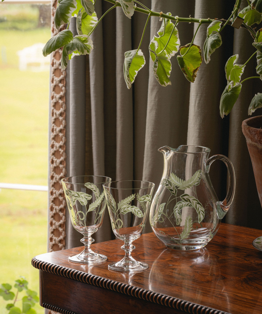 Prairie Handpainted Jug, with Handpainted Stemmed Glasses