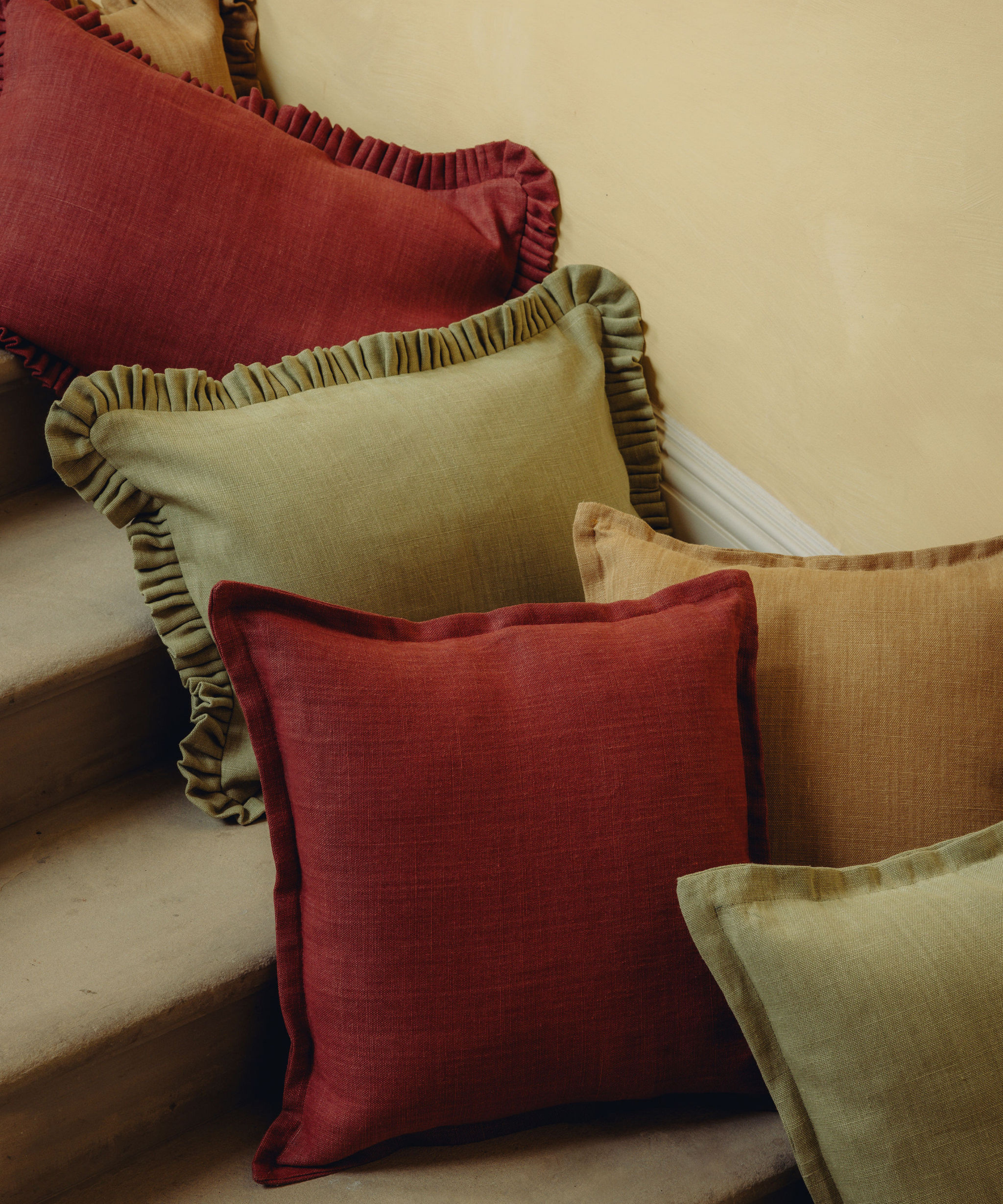 Estelle Pleated Linen Cushion, Sage