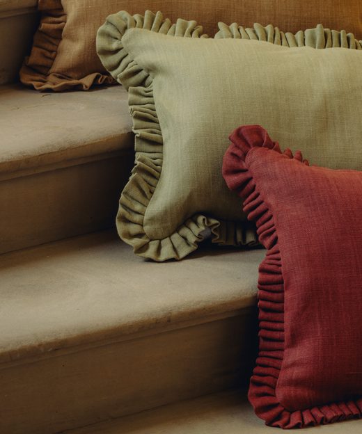 Estelle Pleated Linen Cushion, Sage