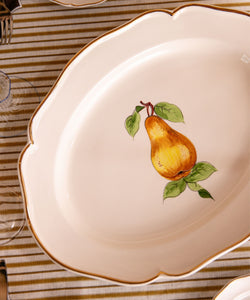 Rebecca Udall Luxury hand painted pear platter with gold boarder trim
