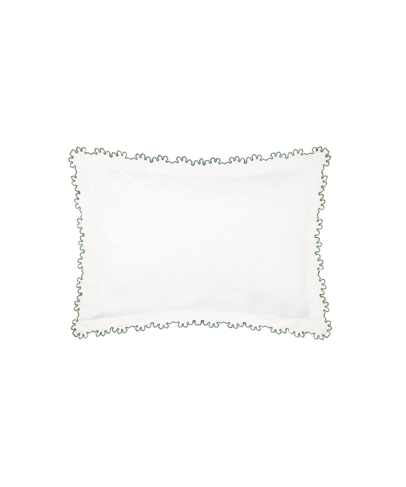 Rebecca Udall, Thea Scalloped Boudoir Cotton Pillowcase, Fern