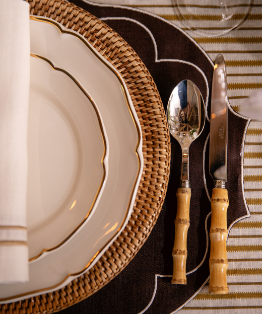 Rebecca Udall Bamboo Handle Cutlery with Madeleine Dinner Plates