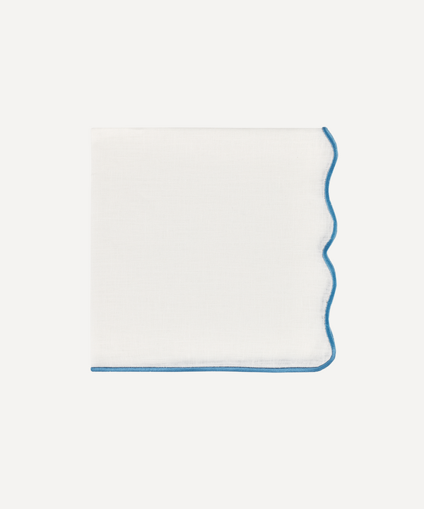 Scalloped Linen Napkin, Classic Blue