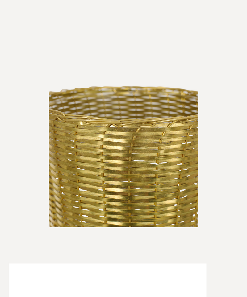 Rebecca Udall, Brass Golden Basket Woven Planter Close Up