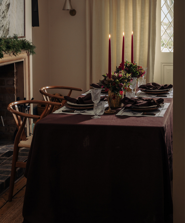 Classic Linen Tablecloth, Black Cherry